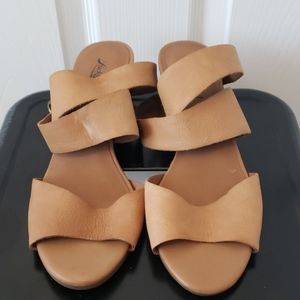 Lucky Brand Leather Wedge Ankle-wrap Sandals